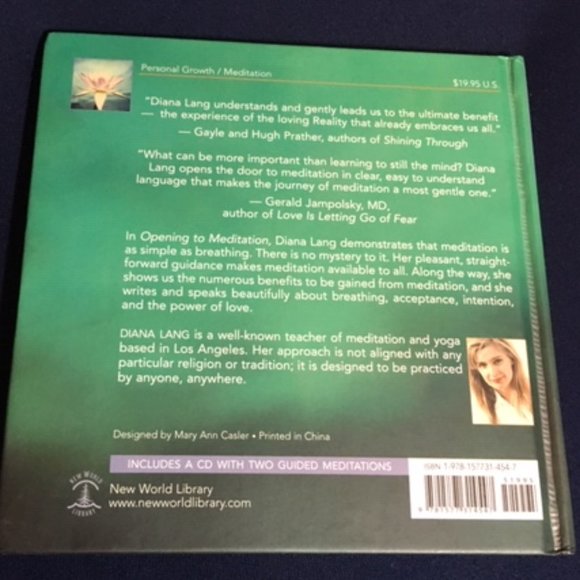 NEW Opening to Meditation Diana Lang 2004 Book & CD - Picture 2 of 5